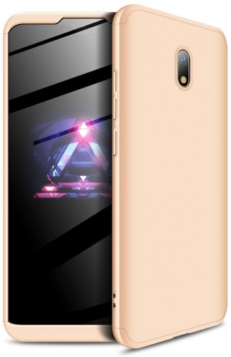 Xiaomi Redmi 8A Kılıf 3 Parçalı 360 Tam Korumalı Rubber AYS Kapak  - Gold