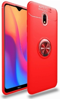 Xiaomi Redmi 8A Kılıf Renkli Silikon Yüzüklü Standlı Auto Focus Ravel Kapak - Kırmızı