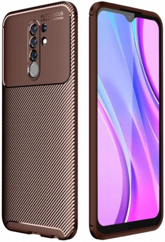 Xiaomi Redmi 9 Kılıf Silikon Parmak İzi Bırakmayan Karbon Soft Negro Kapak - Kahve