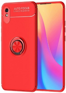 Xiaomi Redmi 9A Kılıf Renkli Silikon Yüzüklü Standlı Auto Focus Ravel Kapak - Kırmızı