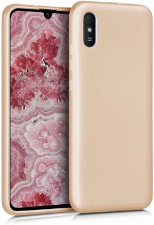 Xiaomi Redmi 9A Kılıf İnce Soft Mat Renkli Esnek Silikon Kapak - Gold