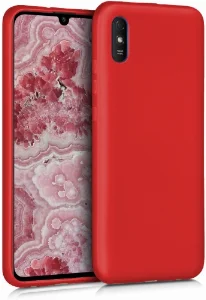 Xiaomi Redmi 9A Kılıf İnce Mat Esnek Silikon - Kırmızı