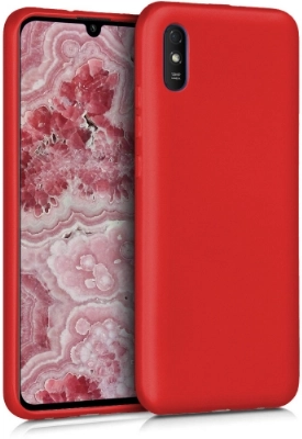 Xiaomi Redmi 9A Kılıf İnce Soft Mat Renkli Esnek Silikon Kapak - Kırmızı