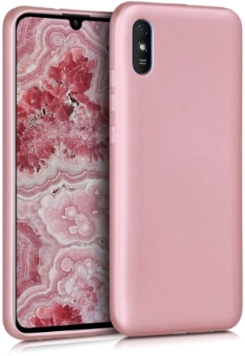 Xiaomi Redmi 9A Kılıf İnce Soft Mat Renkli Esnek Silikon Kapak - Rose Gold