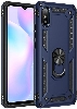 Xiaomi Redmi 9A Kılıf Silikon Zırhlı Standlı Yüzüklü Mıknatıslı Tank Kapak - Lacivert