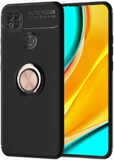 Xiaomi Redmi 9C Kılıf Renkli Silikon Yüzüklü Standlı Auto Focus Ravel Kapak - Rose Gold