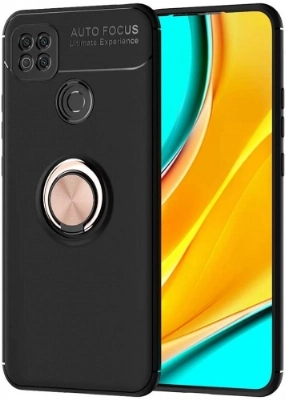 Xiaomi Redmi 9C Kılıf Renkli Silikon Yüzüklü Standlı Auto Focus Ravel Kapak - Rose Gold