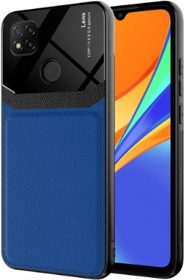 Xiaomi Redmi 9C Kılıf Deri Görünümlü Emiks Kapak - Mavi