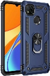 Xiaomi Redmi 9C Kılıf Silikon Zırhlı Standlı Yüzüklü Mıknatıslı Tank Kapak - Lacivert