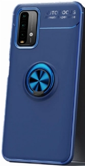 Xiaomi Redmi 9T Kılıf Renkli Silikon Yüzüklü Standlı Auto Focus Ravel Kapak - Mavi