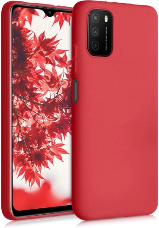 Xiaomi Redmi 9T Kılıf İnce Soft Mat Renkli Esnek Silikon Kapak - Kırmızı