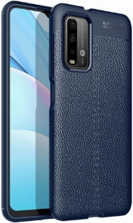 Xiaomi Redmi 9T Kılıf Deri Görünümlü Lüks Parmak İzi Bırakmaz Niss Silikon Kapak - Lacivert