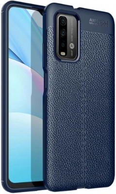 Xiaomi Redmi 9T Kılıf Deri Görünümlü Lüks Parmak İzi Bırakmaz Niss Silikon Kapak - Lacivert