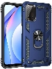 Xiaomi Redmi 9T Kılıf Silikon Zırhlı Standlı Yüzüklü Mıknatıslı Tank Kapak - Lacivert