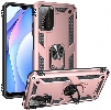 Xiaomi Redmi 9T Kılıf Silikon Zırhlı Standlı Yüzüklü Mıknatıslı Tank Kapak - Rose Gold