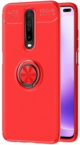 Xiaomi Redmi K30 Kılıf Renkli Silikon Yüzüklü Standlı Auto Focus Ravel Kapak - Kırmızı