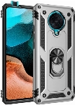 Xiaomi Redmi K30 Pro Kılıf Silikon Zırhlı Standlı Yüzüklü Mıknatıslı Tank Kapak - Gümüş