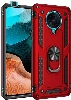 Xiaomi Redmi K30 Pro Kılıf Silikon Zırhlı Standlı Yüzüklü Mıknatıslı Tank Kapak - Kırmızı