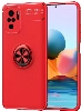 Xiaomi Redmi Note 10 Kılıf Renkli Silikon Yüzüklü Standlı Auto Focus Ravel Kapak - Kırmızı