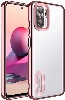 Xiaomi Redmi Note 10 Kılıf Kamera Lens Korumalı Şeffaf Renkli Logo Gösteren Parlak Kapak - Rose Gold