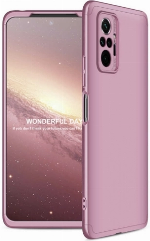 Xiaomi Redmi Note 10 Pro Kılıf 3 Parçalı 360 Tam Korumalı Rubber AYS Kapak - Rose Gold