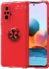 Xiaomi Redmi Note 10 Pro Kılıf Renkli Silikon Yüzüklü Standlı Auto Focus Ravel Kapak - Kırmızı