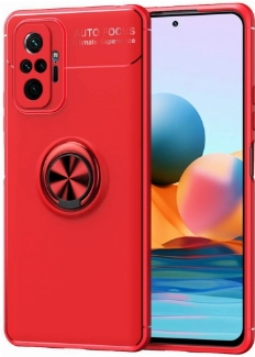 Xiaomi Redmi Note 10 Pro Kılıf Renkli Silikon Yüzüklü Standlı Auto Focus Ravel Kapak - Kırmızı