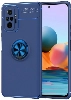 Xiaomi Redmi Note 10 Pro Kılıf Renkli Silikon Yüzüklü Standlı Auto Focus Ravel Kapak - Mavi