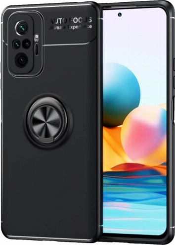 Xiaomi Redmi Note 10 Pro Kılıf Renkli Silikon Yüzüklü Standlı Auto Focus Ravel Kapak - Siyah