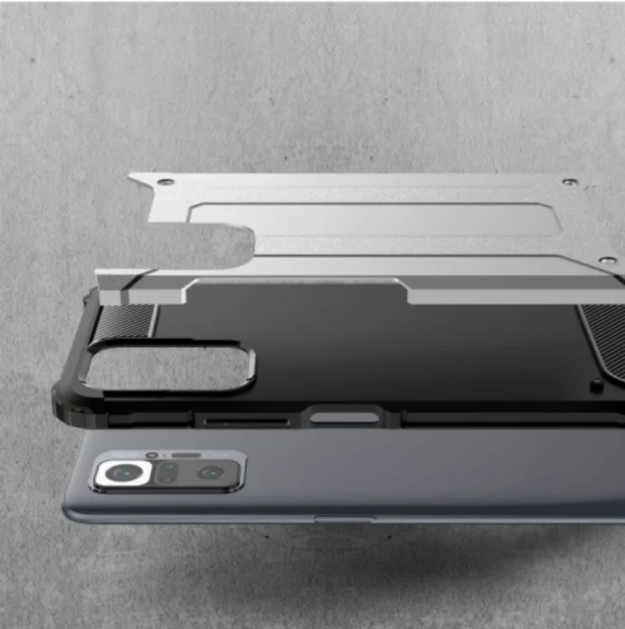 Xiaomi Redmi Note 10 Pro Kılıf Zırhlı Tank Crash Silikon Kapak - Siyah