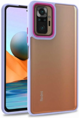 Xiaomi Redmi Note 10 Pro Kılıf Electro Silikon Renkli Flora Kapak - Lila