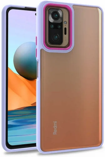 Xiaomi Redmi Note 10 Pro Kılıf Electro Silikon Renkli Flora Kapak - Lila