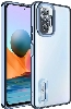 Xiaomi Redmi Note 10 Pro Kılıf Kamera Lens Korumalı Şeffaf Renkli Logo Gösteren Parlak Kapak - Mavi