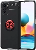 Xiaomi Redmi Note 10s Kılıf Renkli Silikon Yüzüklü Standlı Auto Focus Ravel Kapak - Kırmızı - Siyah