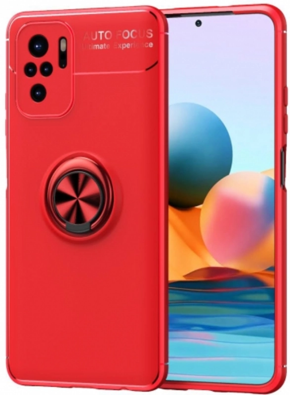 Xiaomi Redmi Note 10s Kılıf Renkli Silikon Yüzüklü Standlı Auto Focus Ravel Kapak - Kırmızı