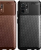 Xiaomi Redmi Note 10s Kılıf Silikon Parmak İzi Bırakmayan Karbon Soft Negro Kapak - Kahve