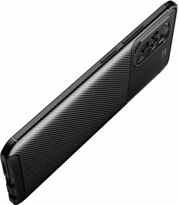 Xiaomi Redmi Note 10s Kılıf Karbon Serisi Mat Fiber Silikon Negro Kapak - Siyah