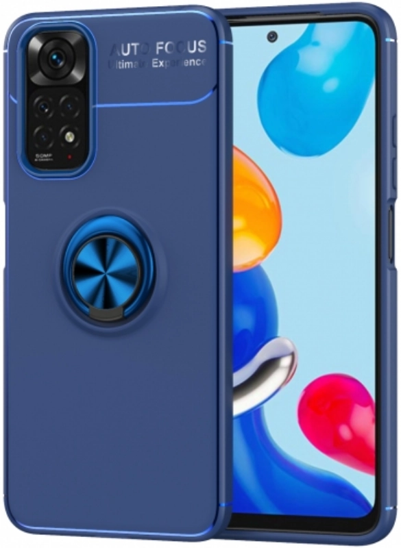 Xiaomi Redmi Note 11 5G Kılıf Renkli Silikon Yüzüklü Standlı Auto Focus Ravel Kapak - Mavi