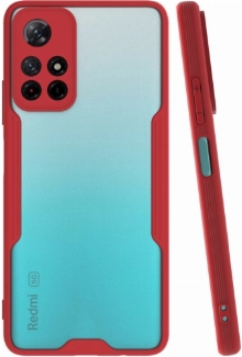 Xiaomi Redmi Note 11 5G Kılıf Renkli Silikon Kamera Lens Korumalı Şeffaf Parfe Kapak - Kırmızı