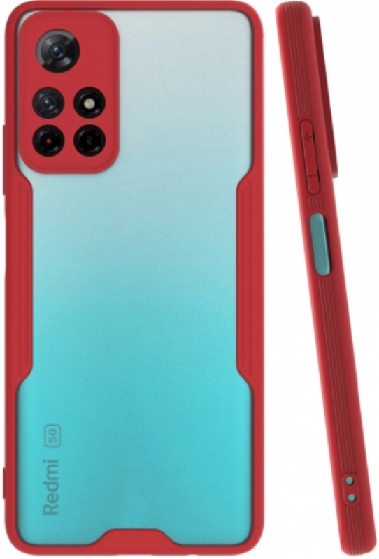 Xiaomi Redmi Note 11 5G Kılıf Renkli Silikon Kamera Lens Korumalı Şeffaf Parfe Kapak - Kırmızı