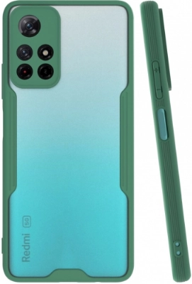 Xiaomi Redmi Note 11 5G Kılıf Renkli Silikon Kamera Lens Korumalı Şeffaf Parfe Kapak - Yeşil