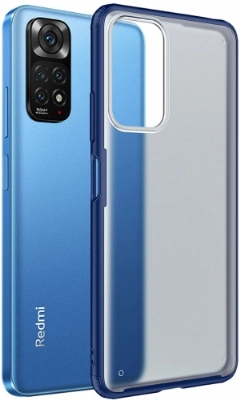 Xiaomi Redmi Note 11 Kılıf Volks Serisi Kenarları Silikon Arkası Şeffaf Sert Kapak - Lacivert