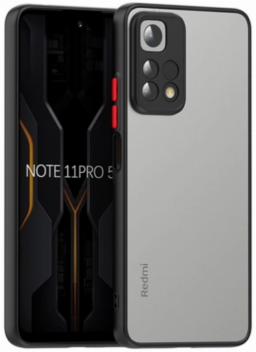 Xiaomi Redmi Note 11 Pro Kılıf Kamera Korumalı Arkası Şeffaf Mat Silikon Kapak - Siyah