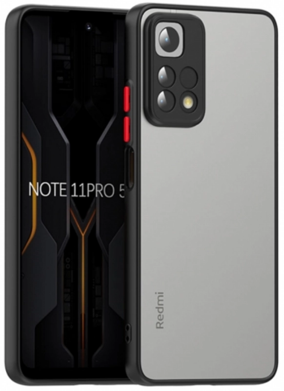 Xiaomi Redmi Note 11 Pro Kılıf Kamera Korumalı Arkası Şeffaf Mat Silikon Kapak - Siyah