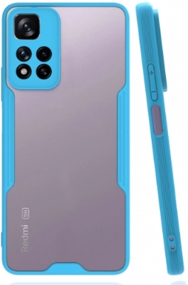 Xiaomi Redmi Note 11 Pro Plus Kılıf Renkli Silikon Kamera Lens Korumalı Şeffaf Parfe Kapak - Mavi