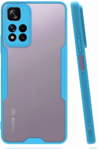 Xiaomi Redmi Note 11 Pro Plus Kılıf Renkli Silikon Kamera Lens Korumalı Şeffaf Parfe Kapak - Mavi