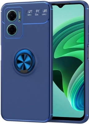 Xiaomi Redmi Note 11E Kılıf Renkli Silikon Yüzüklü Standlı Auto Focus Ravel Kapak - Mavi