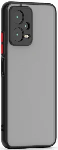 Xiaomi Redmi Note 12 Kılıf Kamera Korumalı Arkası Şeffaf Mat Silikon Kapak - Siyah