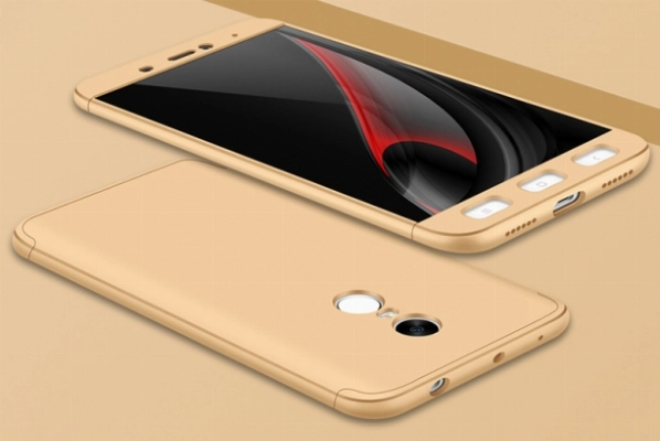 Xiaomi Redmi Note 4X Kılıf 3 Parçalı 360 Tam Korumalı Rubber AYS Kapak  - Gold