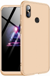 Xiaomi Redmi Note 6 Pro Kılıf 3 Parçalı 360 Tam Korumalı Rubber AYS Kapak  - Gold